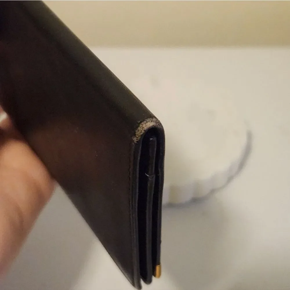 Dunhill Black Leather Long Wallet with Gold Accents